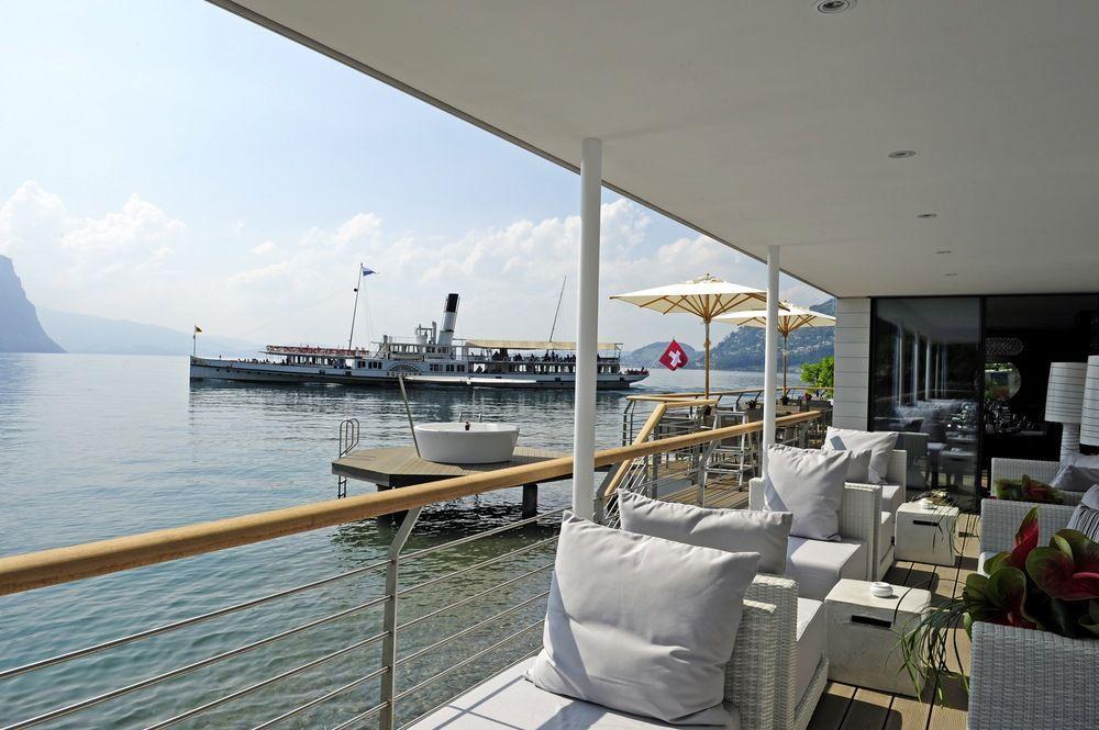 Hotel Vitznauerhof - Lifestyle Hideaway At Lake Lucerne Étterem fotó