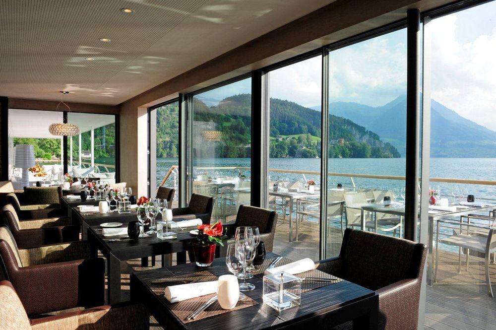 Hotel Vitznauerhof - Lifestyle Hideaway At Lake Lucerne Étterem fotó